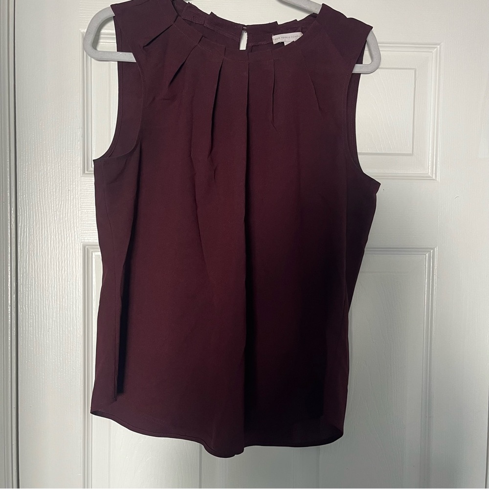New York & Company Sleeveless Plum Blouse
